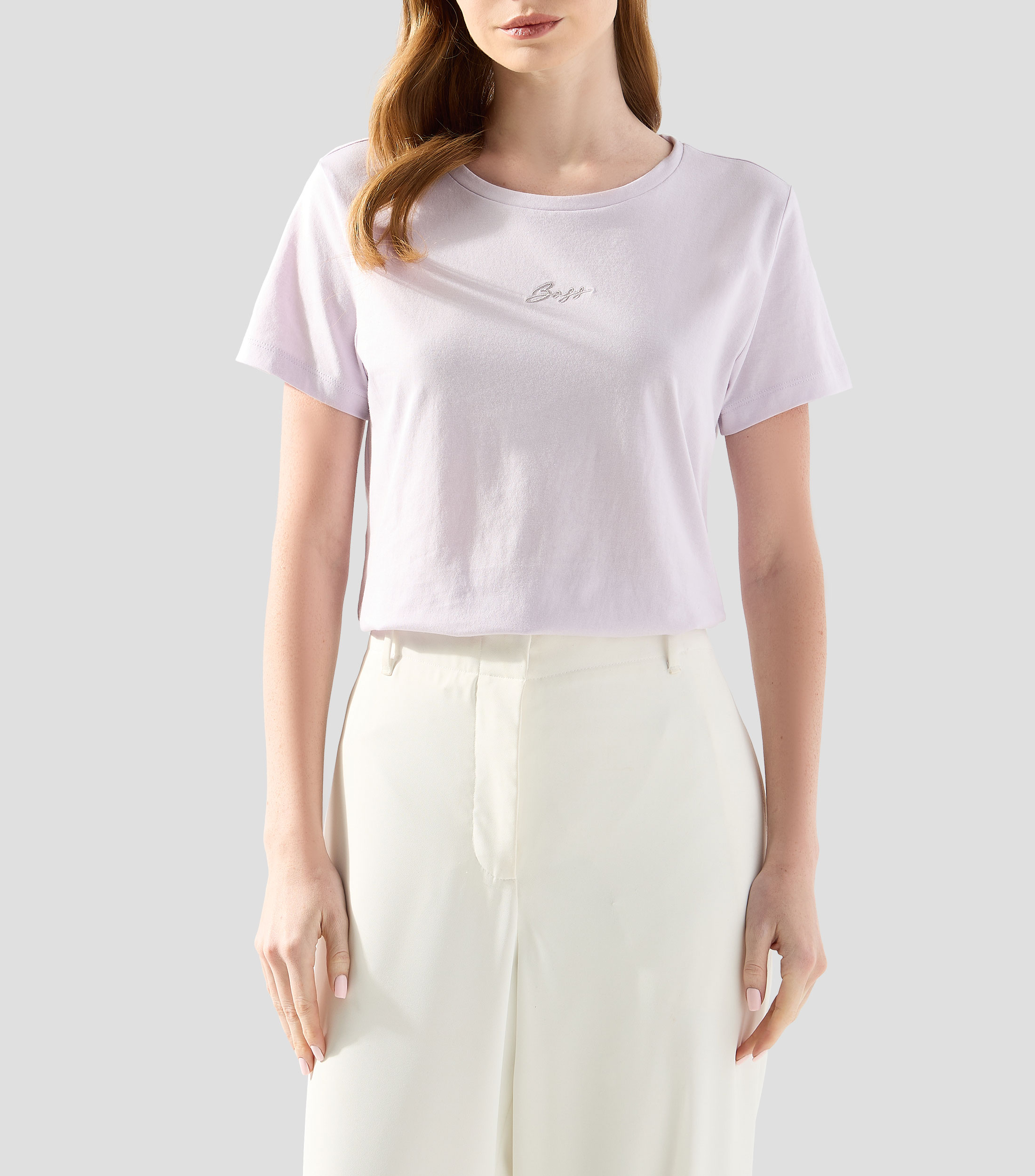 Playera cuello redondo manga corta lisa Mujer